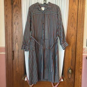 Vintage striped button front casual house dress